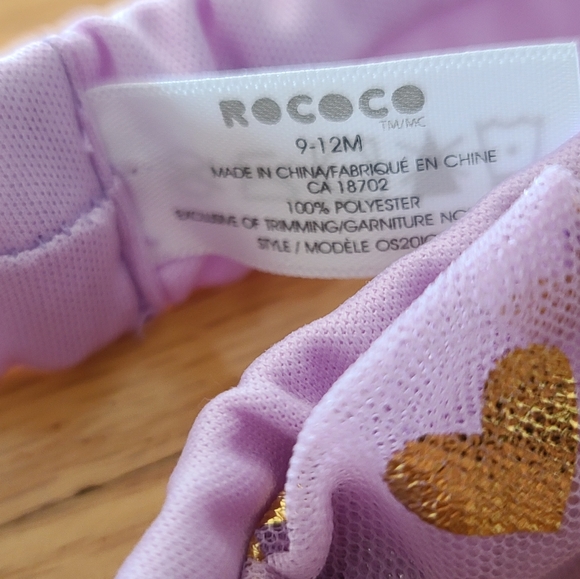 10 for $16 - Rococo Infant Girls 9-12m Lilac Headband with Gold Hearts - Picture 3 of 3